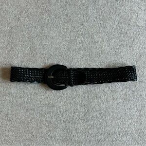 Black leather woven belt